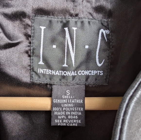 INC International Concepts Black Leather Jacket Coat Women's Size Small - Picture 4 of 6